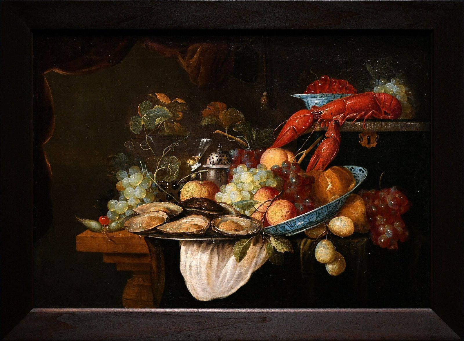 Nederlandsk stilleben med hummer, østers og frukt, utstilt i Gemäldegalerie