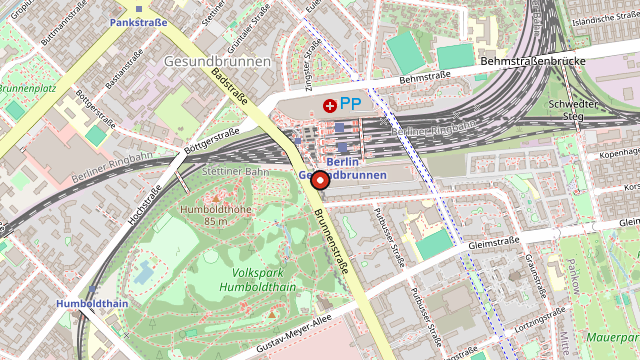 Kart som viser hvor Berliner Unterwelten ligger i Berlin