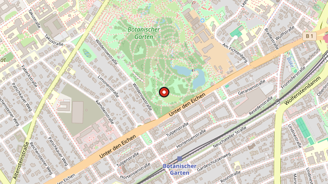 Kart som viser hvor Botanischer Garten Berlin ligger i Berlin
