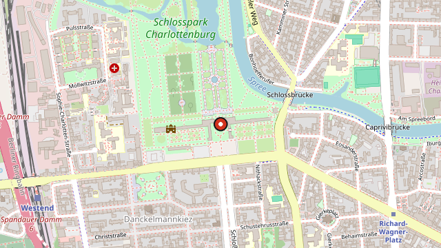 Kart som viser hvor Schloss Charlottenburg ligger i Berlin