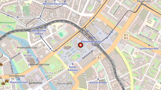 Kart som viser hvor Berliner Fernsehturm ligger i Berlin