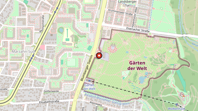 Kart som viser hvor Gärten der Welt ligger i Berlin