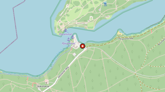 Kart som viser hvor Pfaueninsel ligger i Berlin