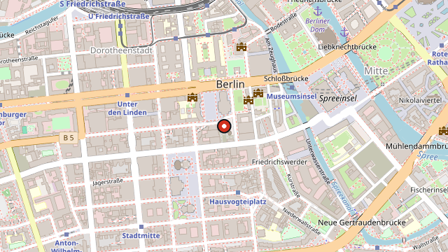 Kart som viser hvor Sankt-Hedwigs-Kathedrale ligger i Berlin