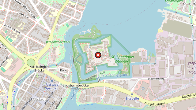 Kart som viser hvor Zitadelle Spandau ligger i Berlin