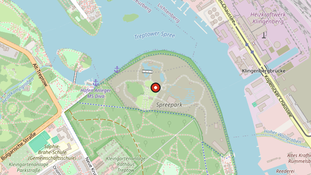 Kart som viser hvor Spreepark ligger i Berlin
