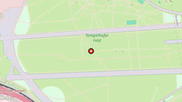 Kart som viser hvor Tempelhofer Feld ligger i Berlin