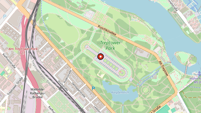 Kart som viser hvor Treptower Park ligger i Berlin