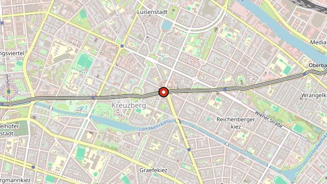 Kart som viser hvor Kreuzberg ligger i Berlin