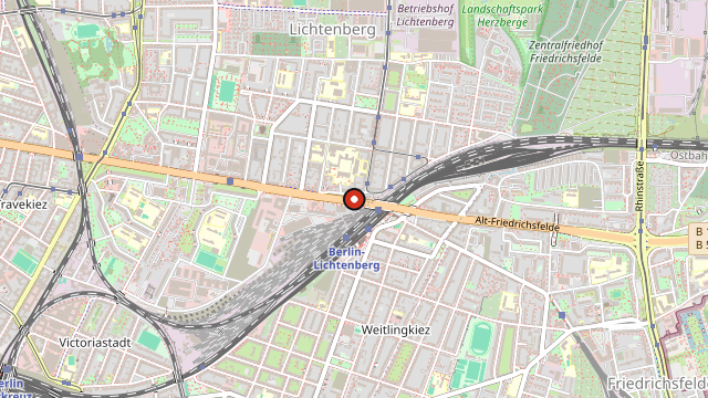 Kart som viser hvor Lichtenberg og Köpenick ligger i Berlin