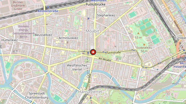 Kart som viser hvor Moabit ligger i Berlin