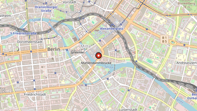 Kart som viser hvor Nikolaiviertel ligger i Berlin