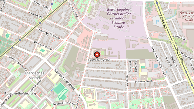 Kart som viser hvor Gedenkstätte Berlin-Hohenschönhausen ligger i Berlin