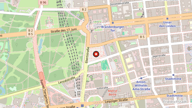 Kart som viser hvor Denkmal für die ermordeten Juden Europas ligger i Berlin