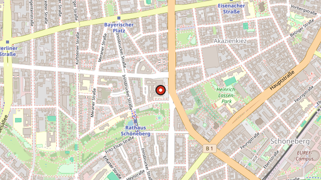 Kart som viser hvor Rathaus Schöneberg ligger i Berlin