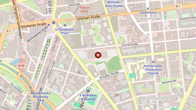 Kart som viser hvor Topographie des Terrors ligger i Berlin
