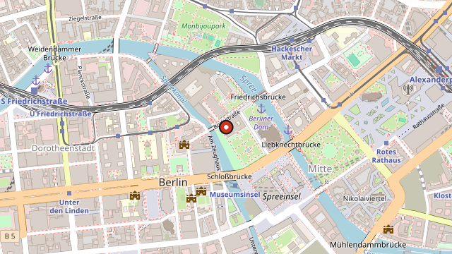 Kart som viser hvor Altes Museum ligger i Berlin