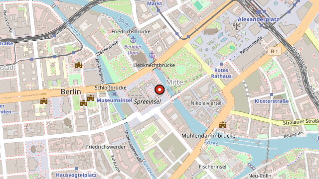 Kart som viser hvor Humboldt Forum ligger i Berlin