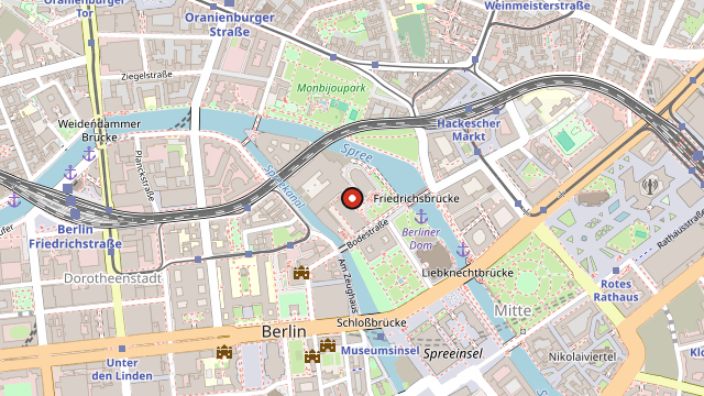 Kart som viser hvor Neues Museum ligger i Berlin